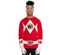 Power Rangers The Long Sleeve Ranger Costume Red T-Shirt (Adult X-Large)