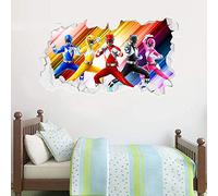 Power Rangers Wall Sticker - Group Broken Wall Decal Kids Bedroom Mural Vinyl Art (180cm Width x 90cm Height)