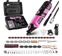 Power Rotary Tool Kit 170W/220V: DEKOPRO 126pc Multi DIY Tool Kit for Wood/Metal - Mini Electric Sander/Drill Set with Flex Shaft for Carving, Cutting, Sanding, Grinding, Polishing, Engraving(Pink)