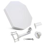POWER SAT - Flat Satellite Dish Antenna, Single Twin Quad LNB, Satellite TV, Robust Compact Satellite Antenna, Ideal for Balcony in the rented apartment and Camping Caravans (TWIN LNB)