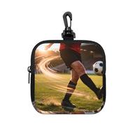 Power Shot Kick Small Waterproof Zipper Pouch-Neoprene Storage Bag for Earbuds, Keychain Clip Case