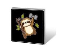 Power Sloth Weight Training Square Brooch Metal Pin Badges Classic Lapel Pins Jewellery Unisex