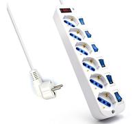 Power Socket - 6 Sockets With Switch Ewent Ew3932 1,5 M 2500W White... NEW
