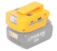 Power Source USB Battery Adapter LED Light for Dewalt 20V Battery，LED Working Light Converter with USB & Type C Phone Charger, DC Port for Heated Jacket(Adapter Only)
