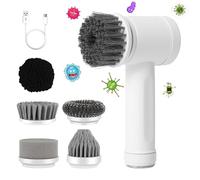 Power Spin Scrubber, Electric Spin Scrubber Cordless with 5 Replaceable Brush Heads, Handhold Electric Cleaning Brush for Kitchen, Bathroom, Window, Floor, Cars, Sink, Bathtub and Wall