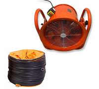 Power Star Portable Ventilator Industrial Air Axial Metal Blower Commercial Exhaust Workshop Extractor Ventilating Fan Without PVC Duct 8'' 10'' 12'' 16'' 18'' 20'' & 24'' Inches (24'' Fan), Orange
