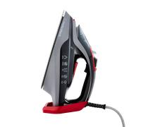 Morphy Richards Powersteam Elite LED Steam Iron, Non Stick Ceramic Soleplate, 35g Output, Vertical option, Self Clean, Anti Drip, Digital Controls, 3m Cord, 3000W, Grey, Black and Red, 302012