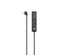 Power strip, 2 outlets, USB-C/A 65W, PD, switch, 1.4 m, black/gray