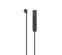 Power strip, 3 outlets, USB-A 17 W, switch, 1.4 m, black