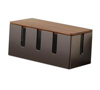 Power Strip and Cord Hider Box, Wooden Cord Hider Desk Organizer for Office, 12.01 x 5.51 x 5.51 inch Cable Management Box with Lid Storage