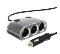 Power Strip Cigarette Lighter Distributor 3x Sockets Lighter+2x Plugs USB