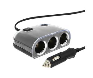 Power Strip Cigarette Lighter Distributor 3x Sockets Lighter+2x Plugs USB