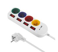 Power Strip Maclean 4 Sockets USB Switches 1.5m MCE508 W
