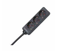 Power Strip Multiple Socket 3-Way Black 1.4 M Power Distributor