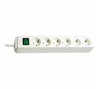 Power Strip Power Distribution Socket 6F White With On/Off Switch