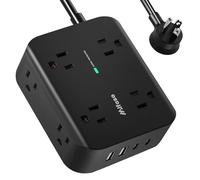 Power Strip Surge Protector - Flat Plug, Wall Mount, 8 Wide Outlets with 4 USB Ports (1 USB C), 5FT Heavy Duty Extension Cord with Multiple Outlets, Charging Station Overload Protection for Home Dorm