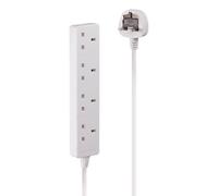 Power Strip - UK Mains 4 Way Gang Socket, White, 5m