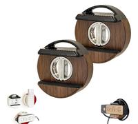 Power Strip Wall Mount with Suction Cups, Punch-Free Wall Mount Socket Holder, Self-Adhesive Power Strip Holder, Socket Holder for Cable Management in Home, Office & Kitchen (2Pcs*Brown)