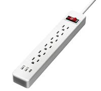 Power Strips | Charging Dock with 6 Outlets | 1.5m Extension Cord with Flat Plug, Outlet Extender, 2 USB Ports and 1 Type-C Port | for Home Desk Residence University Computed