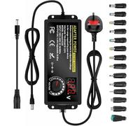Power Supply 3A 72W Adjustable Variable AC/DC Adapter Charger, 100V-240V AC to DC 3V~24V Converter with LED Voltage Display & 14 Tips & Polarity Converter