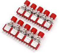 Power Switch Button 10Pcs Momentary Snap-Acting 3Pin C-NO-NC 6mm Panel Mount SPDT Mini Push(10pcs Red)