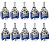Power Switch Button 5pcs/10 Pcs Toggle MTS-103 3 Pin ON/Off/ON PDT 6A 125VAC/3A 250VAC Mini Lever Blue S(5pcs)