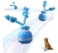 Power Tail Dog Toy 2 modes LED Light Interactive Dog Ball Toy with Birdsong Active Automatic Active Rolling Ball with Tail Rechargeable Wicked Ball for Puppy chase buddy dog toy for boredom (Blue)