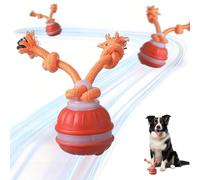 Power Tail Dog Toy 2 modes LED Light Interactive Dog Ball Toy with Birdsong Active Automatic Active Rolling Ball with Tail Rechargeable Wicked Ball for Puppy chase buddy dog toy for boredom (Orange)