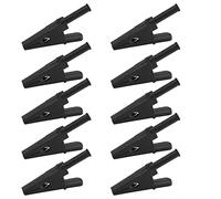 Power Test Clip Electrical Clips Safety Type Test Clamp with 4mm Jack for Electrical Circuit Testing Brass Material 20mm Opening 10Pcs (Black)