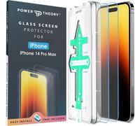 Power Theory 2-Pack Screen Protector for iPhone 14 Pro Max Premium Shatter Resistant Tempered Glass [9H Hardness], Easy Install Kit, 99% HD Clear, Bubble Free, Case Friendly, Anti-Scratch, Anti-Smudge