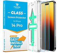 Power Theory [2 Pack Screen Protector for iPhone 14 Pro Premium Shatterproof Temptered Glass [9H Hardness], Easy Install Frame, 99.99% HD Clear, Bubble Free, Case Friendly, Anti-Scratch, Anti-Smudge