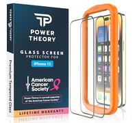 Power Theory compatible with iPhone 15 Screen Protector Tempered Glass, [Benefits American Cancer Society], 9H Hardness, Easy Install Kit, 99% HD Bubble Free Clear, Case Friendly, 2 Pack