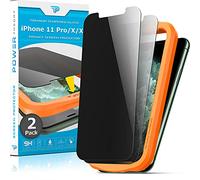 Power Theory Privacy Glass for iPhone 11 Pro, iPhone Xs, X Screen Protector, Privacy Film with Stencil, Glass Film, Screen Protector, Protective Glass [Pack of 2]