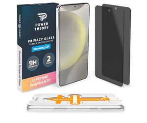 Power Theory Privacy Screen for Samsung Galaxy S24 Ultra Glass Screen Protector with 9H Shatter Resistance, Bubble-Free Application & Quick Installation [Pack of 2]
