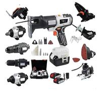 Power Tool Combo Kit, 10 in 1 Cordless Multi-Functional Woodworking Tools with Brushless Motor, 4.0 Ah Battery and Tool Boxes for DIY Projects, Homes and Gardens