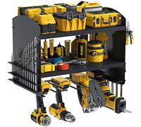 Power Tool Organizer Drill Charging Station for 4 Power Drill Tools Heavy Duty Drill Holder Wall Mounted Rack Utility Metal Tool Shelf Storage Organiser for Garage,Home,Workshop (Black-1)
