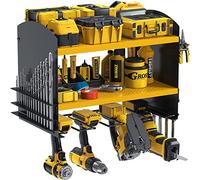 Power Tool Organizer Drill Charging Station for 4 Power Drill Tools Heavy Duty Drill Holder Wall Mounted Rack Utility Metal Tool Shelf Storage Organiser for Garage,Home,Workshop (Yellow)