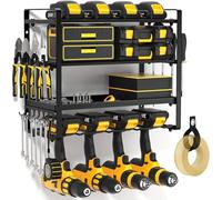 Power Tool Organizer Wall Mount, Heavy Duty Drill Holder, Garage Tool Organizer and Storage, Suitable Tool Rack for Tool Room, Workshop, Garage, Utility Storage Rack for Cordless Drill (Black-1)