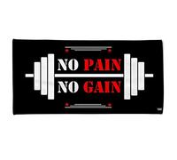 Power Towel the cool fitness and sports towel with a message, size 50 cm x 100 cm, terry velour, quality made in Germany, for the fitness studio, microfibre towel, NO PAIN NO GAIN