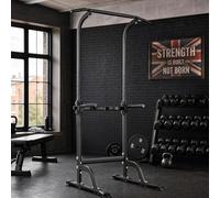 Power Tower Dip Station for Home Gym, Adjustable Pull Up Bar with Dip Bars, Heavy Duty Strength Training Station for Chin Ups, Knee Raises, Push Ups and Leg Raises, 10 Height Settings, 150 kg Max Load