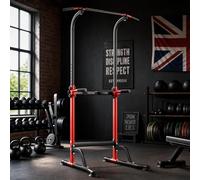Power Tower Dip Station for Home Gym, Adjustable Pull Up Bar with Dip Bars, Heavy Duty Strength Training Station for Chin Ups, Knee Raises, Push Ups and Leg Raises, 10 Height Settings, 150 kg Max Load