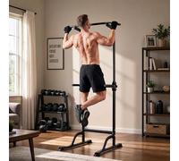 Power Tower for Home Gym, Adjustable Pull Up Bar and Dip Station, Heavy Duty Strength Training Tower for Chin Ups, Dips, Knee Raises and Push Ups, 10 Height Settings, 150 kg Capacity