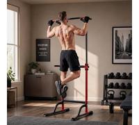 Power Tower for Home Gym, Adjustable Pull Up Bar and Dip Station, Heavy Duty Strength Training Tower for Chin Ups, Dips, Knee Raises and Push Ups, 10 Height Settings, 150 kg Capacity