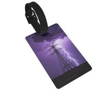 Power Tower Lightning Luggage Tags for Suitcases - Durable PVC ID Tags with Detachable Straps for Travel, Backpack, Golf Bag, Anti-Loss