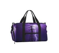 Power Tower Lightning Sports Duffel Bag with Shoe Compartment-Lightweight Gym Weekender for Men Women, Waterproof Travel Tote with Wet Pocket