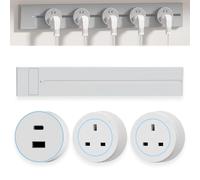 Power Track Socket, 8000W Wall-Mounted Slide Rail Wiring Board with 2500W Plug Adapters, Rotatable Movable Outlets, High Power for Kitchen Office Home(White,40cm)