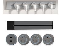 Power Track Socket, 8000W Wall-Mounted Slide Rail Wiring Board with 2500W Plug Adapters, Rotatable Movable Outlets, High Power for Kitchen Office Home(Grey,50cm)