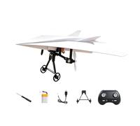 Power-Up Rc Paper Airplane Kit with Gyro Stabilizer, Electric Remote Control Fixed Wing Aircraft with Dual Propellers, DIY Paper Airplane Kit, Foldable Lightweight Flying Stem Toy Micro Fixed Wing (A)