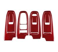 Power Window Control Switch for Subaru for WRX STI 2022 2023 2024 Door Window Switch Button Panel Interior Trim Accessories Cover Mouldings Real Carbon Fiber Sticker(LHD Red)