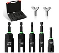 Power Wing Nut Driver, 5PCS Slot Wing Nuts Drill Bit, 1/4 Inch Hex Shank Wing Nut Spanner with 2PCS Hooks Driver Y Shape Y Cup Hook Driver for Panel Nuts, Screws Eye C Hook 1/2" 9mm 12mm 15mm 19mm